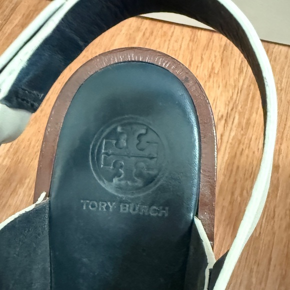 Tory Burch Lexington 110MM Ivory White Leather Platform Wedge Sandals Size 8.5 - Picture 6 of 7